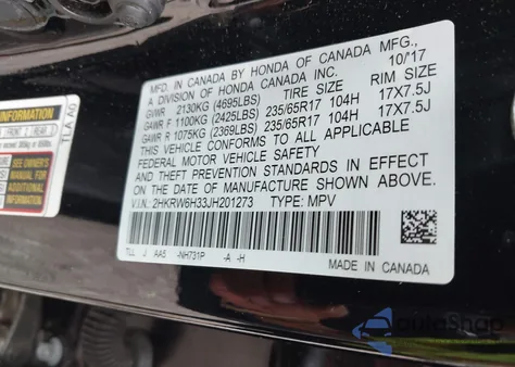 2018 Honda Cr-V Lx from USA, damaged, VIN 2HKRW6H33JH201273